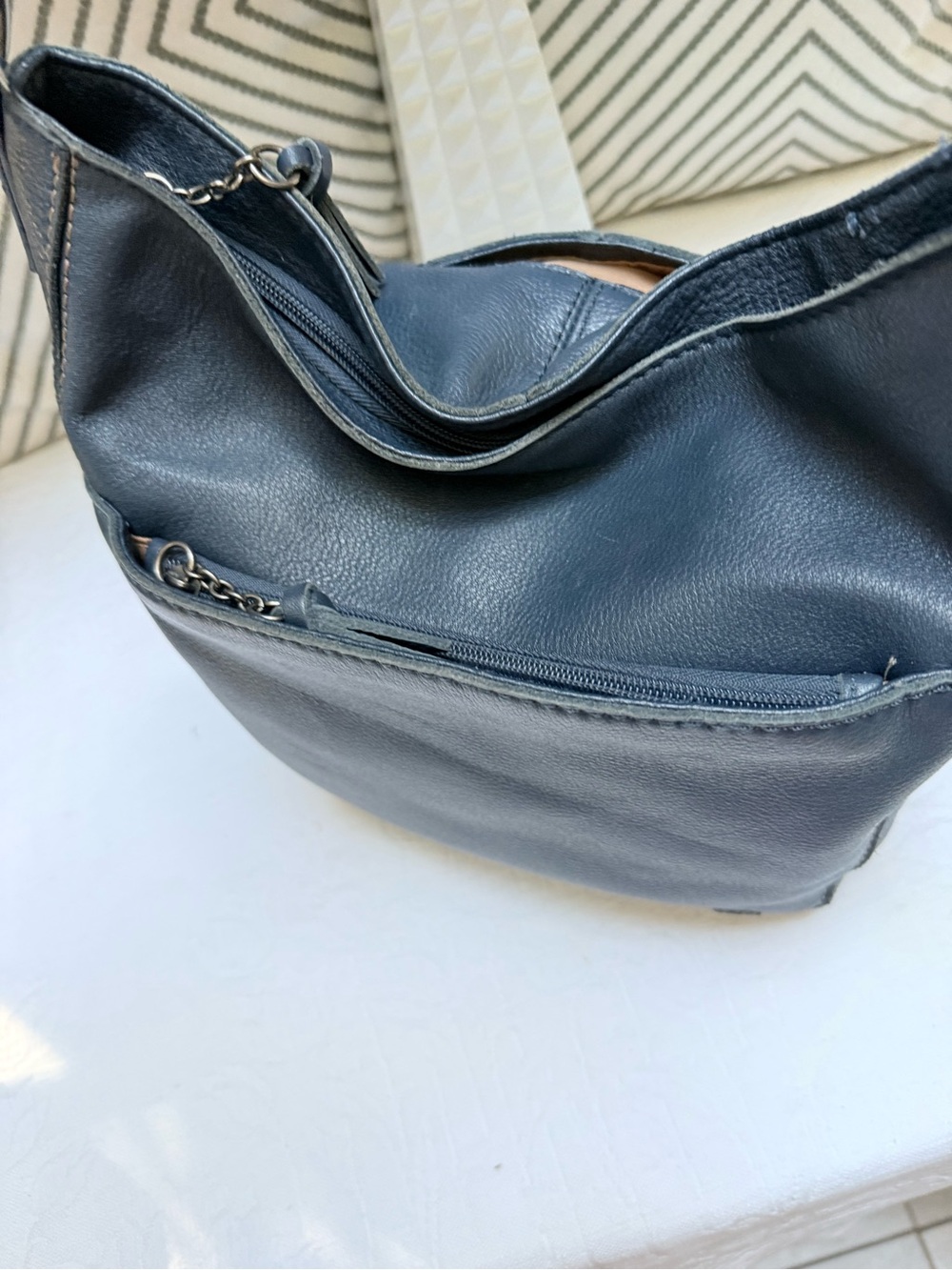 The Sak Navy Leather Crossbody with Detachable Guitar Like Strap - Picture 8 of 12